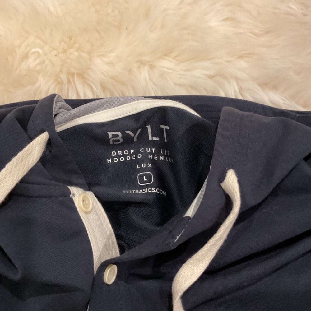 BYLT Men’s Size Large Navy Blue Pullover With Hood - Picture 3 of 5